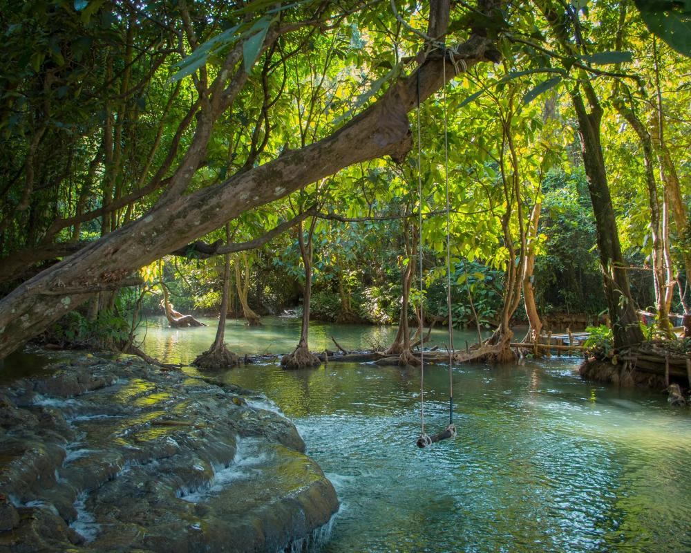Kuang Si waterfall at the top
