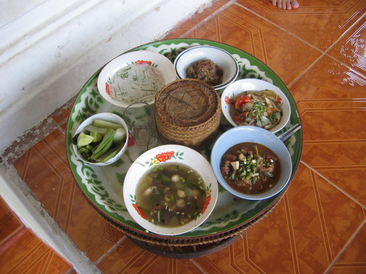 Dishes for the ancestors' celebration in Luang Prabang