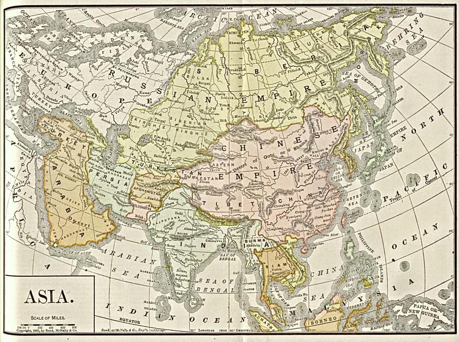 Asia, map in 1892 Asia, map in 1892