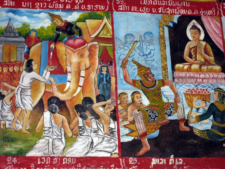 Paintings in temples - Vat Phon Phao Temple in Luang Prabang Paintings in temples - Vat Phon Phao Temple in Luang Prabang