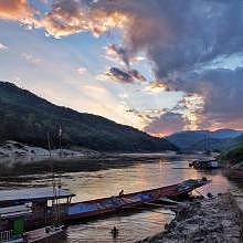 Sunset on the Mkeong River in Pakbeng