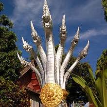 Nagas at the entry of Wat Ho Xieng