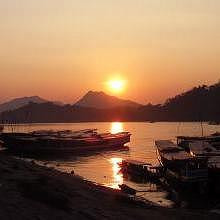 Sunset time in Luang Prabang on the Mekong River