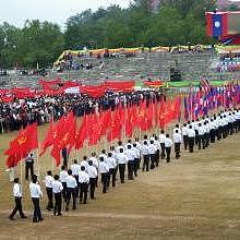 Parade for the birthday of 30 years of Communism in Laos