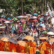 Monks parade during Pimay Lao in Luang Prabang