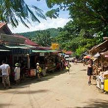 Many shops and local restaurants at Kuang Si