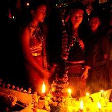 Ethnic group during the parade, festival of lights of Luang Prabang