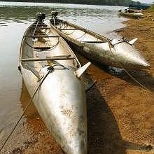 Boat made from US steel, here in Southern Laos