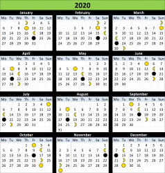 Moon Calendar with religious festivals in laos 2020 {PNG}